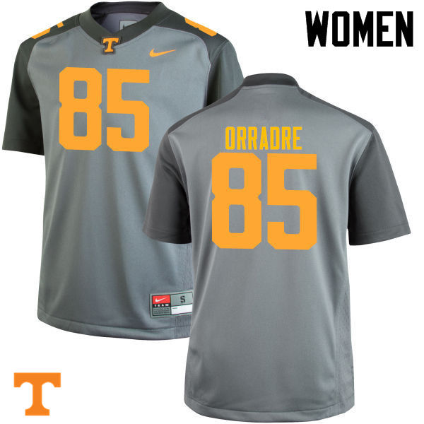 Women #85 Thomas Orradre Tennessee Volunteers College Football Jerseys-Gray